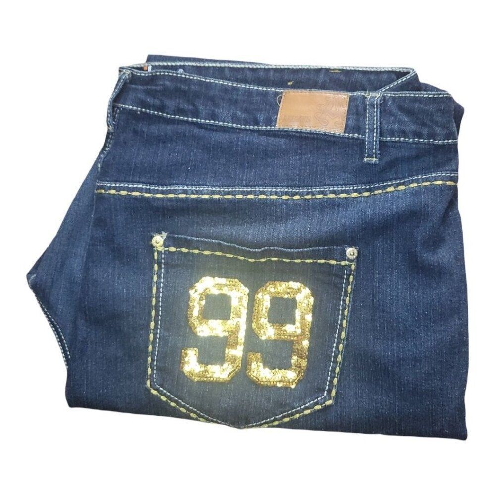 Vintage Akademiks Jeans Women Sz 24W Embroidered Straight Leg Y2K Streetwear
